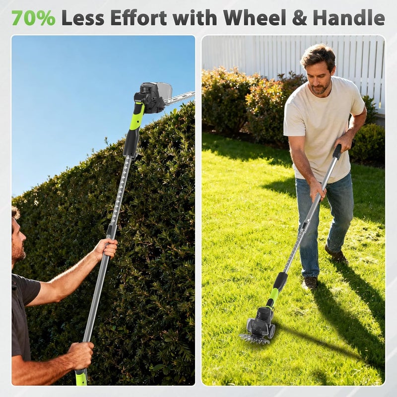 MJUM 3-in-1 Cordless Hedge Trimmer: 13ft Reach & Adjustable Pole Hedge Trimmer - Lightweight with Dual Batteries - Grass Shears for Women Seniors - Garden Lawn Shrub Pruning Tool - Image 3